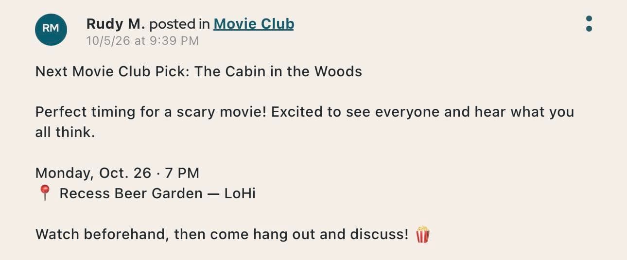 Rudy M. posting in Movie Club about The Cabin in the Woods