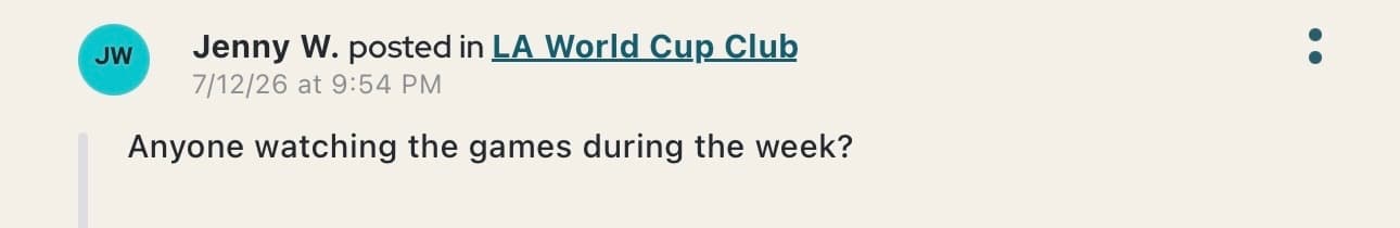 Jenny W. posting in LA World Cup Club