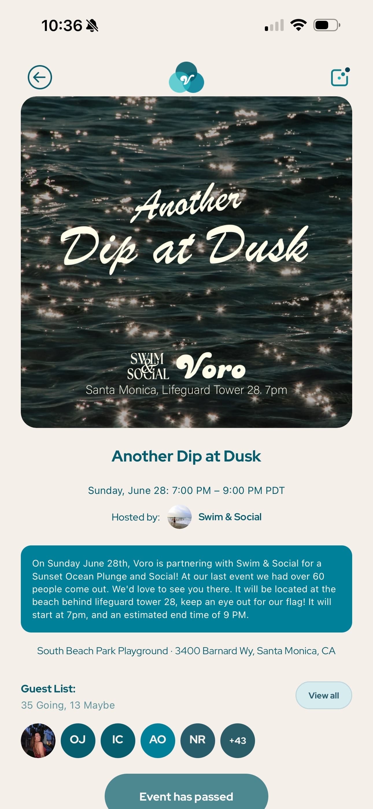 Club event screen