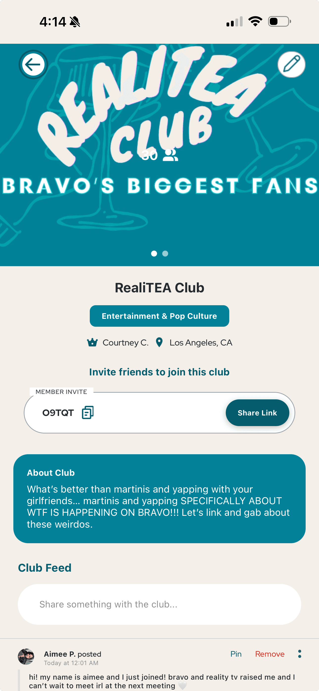 RealiTEA Club — see what's happening and show up