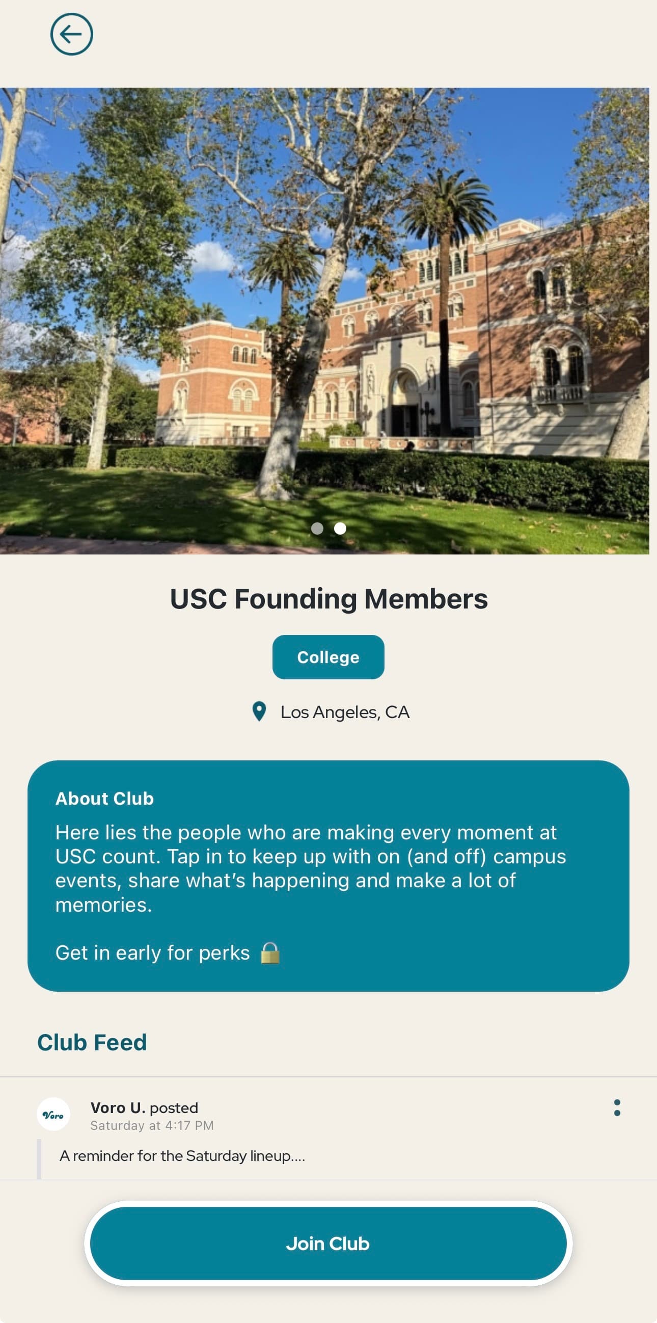 USC Founding Members club — see what's happening and show up